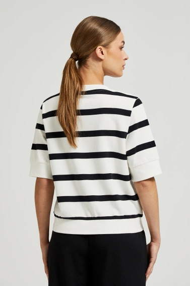 Bluza w paski z krótkimi rękawami czarno-biała