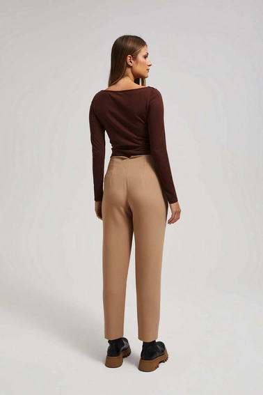 Spodnie z prostą nogawką ciemnobeżowe