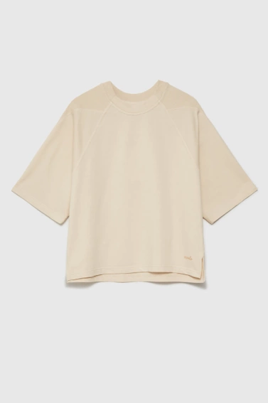 Gładka bluza oversize z krótkimi rękawami beżowa