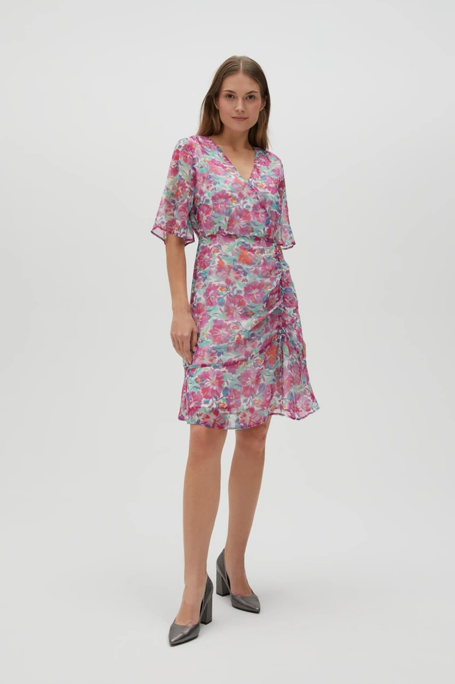 Sukienka w kwiaty fuksjowa