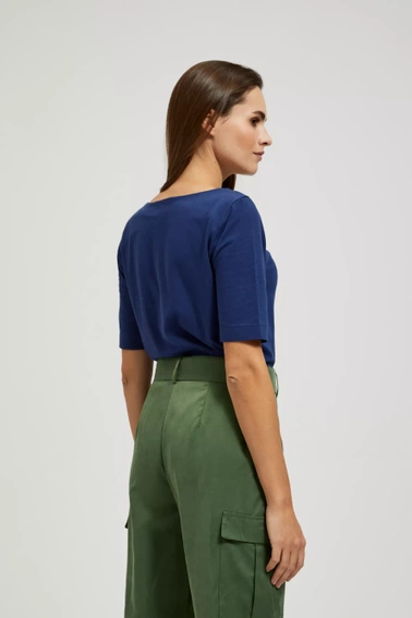 Bluzka z okrągłym dekoltem i krótkimi rękawami granatowa