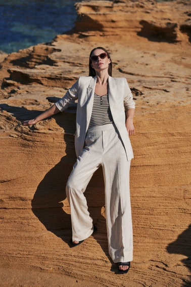 Lniana marynarka beżowa