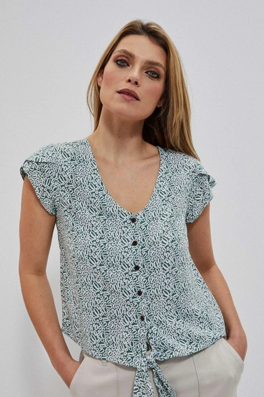 Bluzka koszulowa we wzory seledynowa