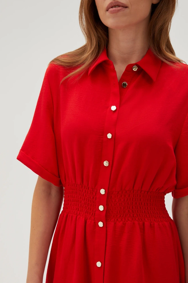 Koszulowa sukienka midi czerwona