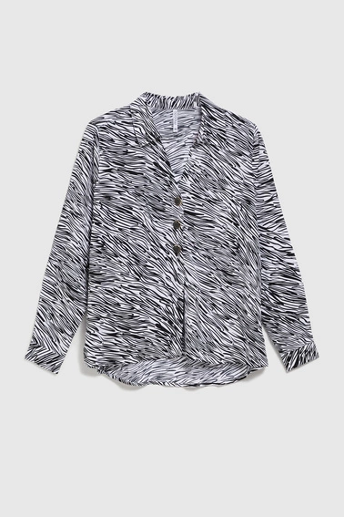 Koszula z dekoltem w serek czarno-biała