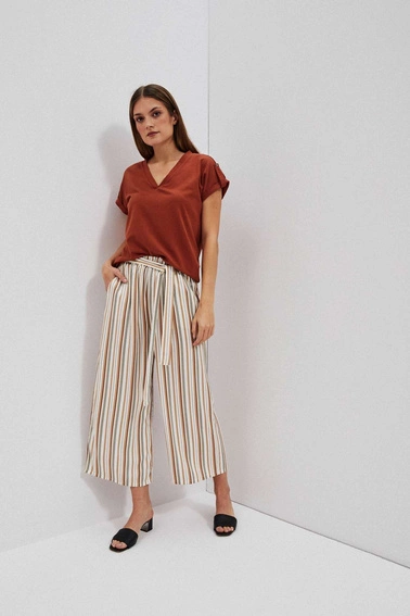 Spodnie kuloty w paski perłowe