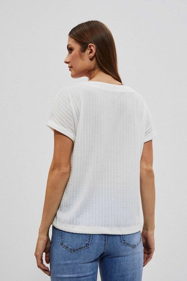 Bluzka ze strukturalnej tkaniny perłowa