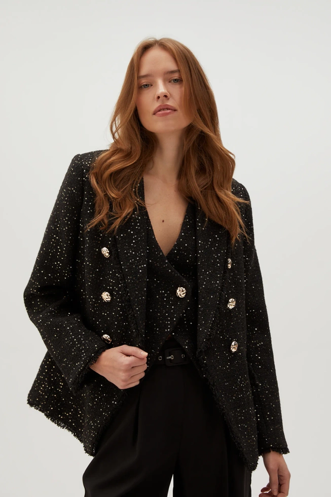 Marynarka z ozdobnymi guzikami czarna