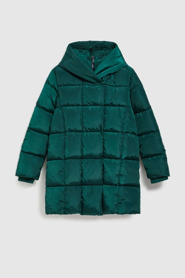 Pikowana kurtka z kapturem szmaragdowa