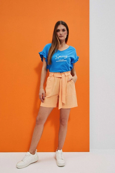 Bawełniane szorty z wiązaniem w talii 