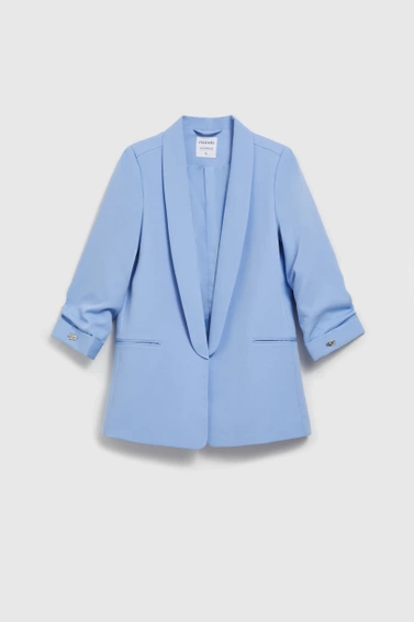 Marynarka z marszczonymi rękawami 3/4 błękitna