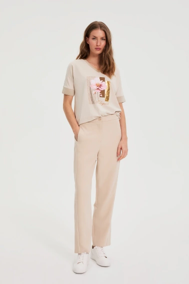 Bluzka z nadrukiem beżowa