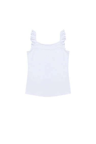 Top z ozdobnymi ramiączkami biały