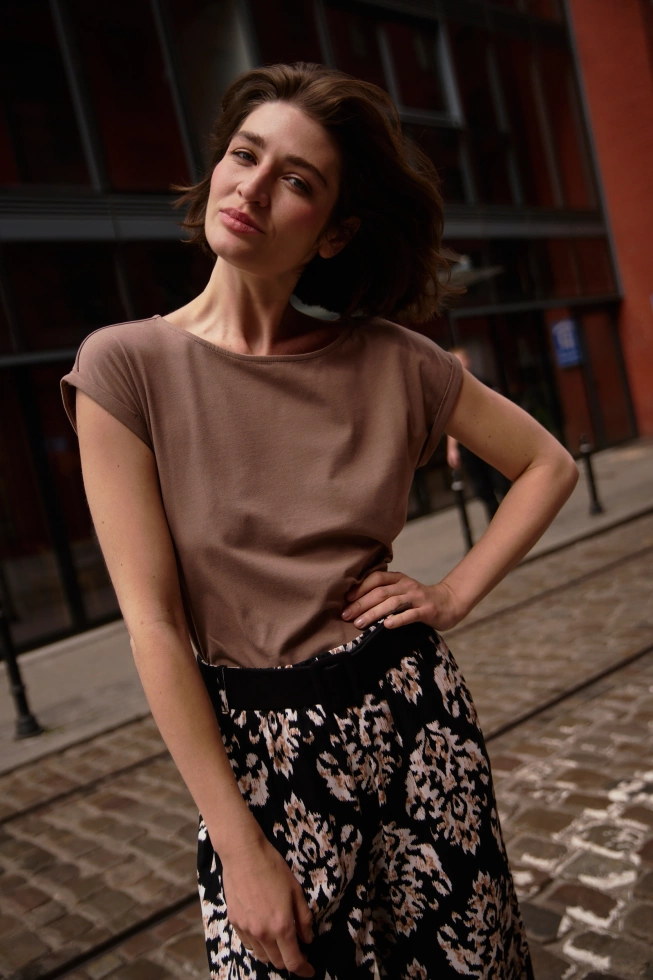 Bawełniany t-shirt beżowy