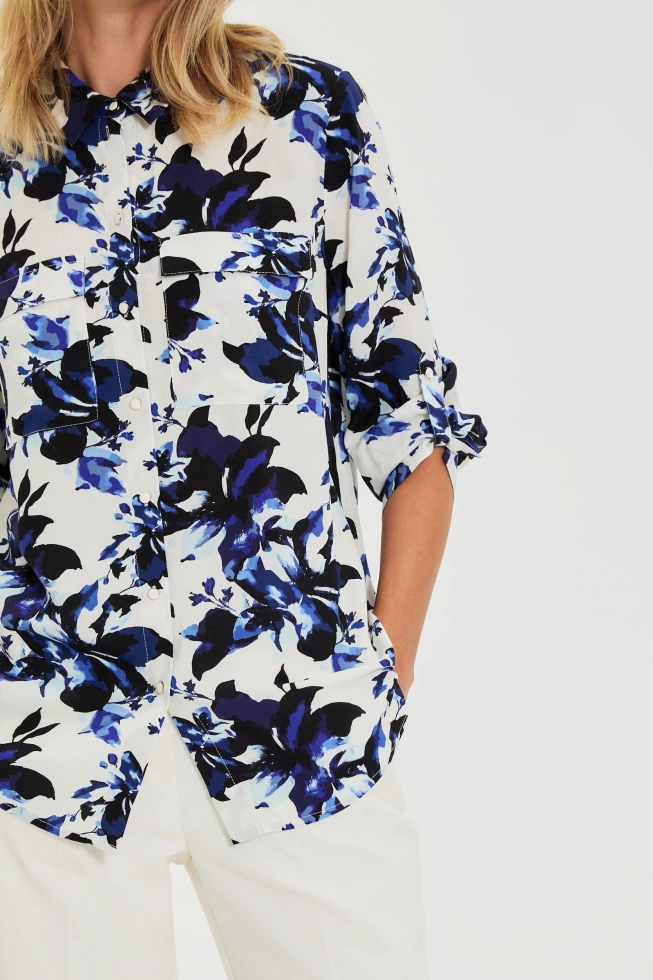 Koszula w kwiaty biała