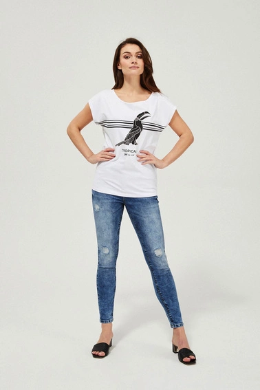 Jeansy rurki medium waist z przetarciami niebieskie