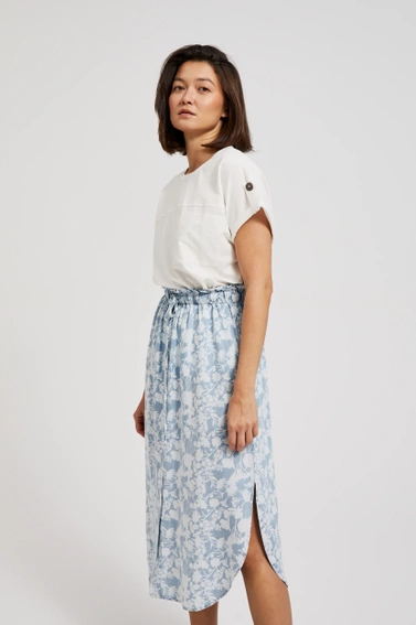 Spódnica lyocell w kwiaty błękitna 