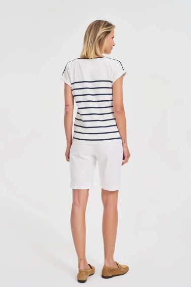 Bawełniane szorty z paskiem białe