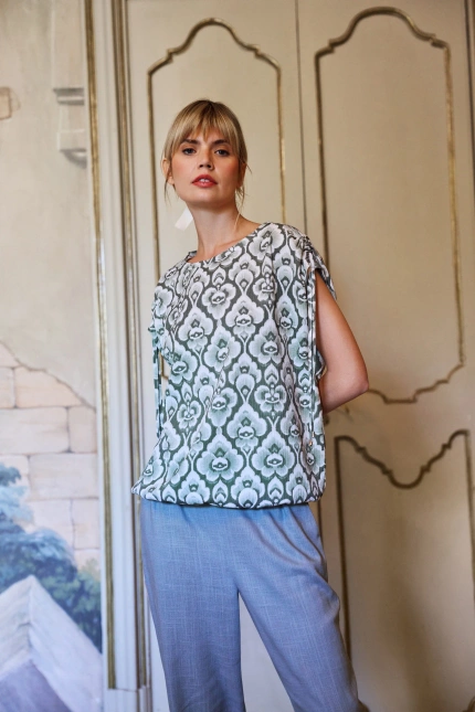 Bluzka z wzorem oliwkowa