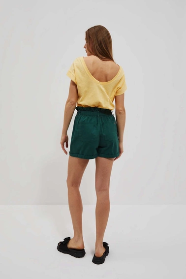 Szorty typu paperbag malachitowe