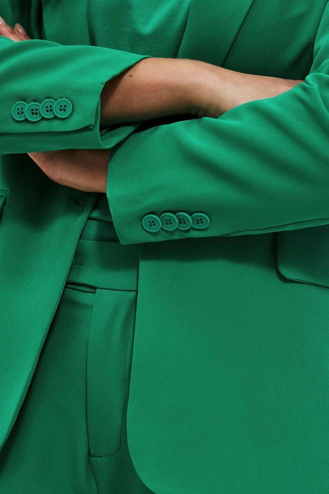 Jednorzędowa gładka marynarka zielona