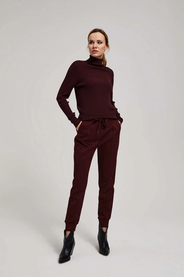 Spodnie kasztanowe z wiązaniem