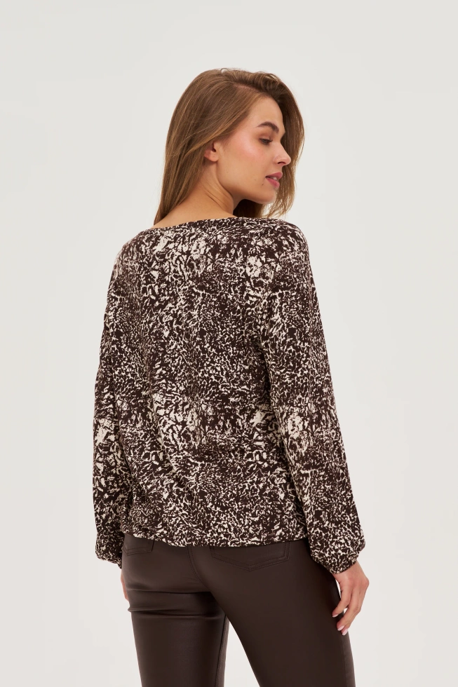 Bluzka z dekoltem w serek brązowa