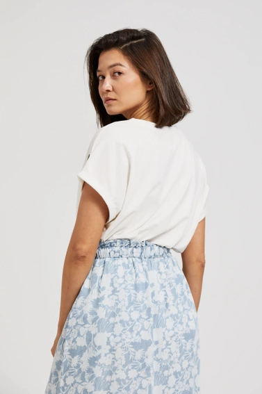 Spódnica lyocell w kwiaty błękitna 