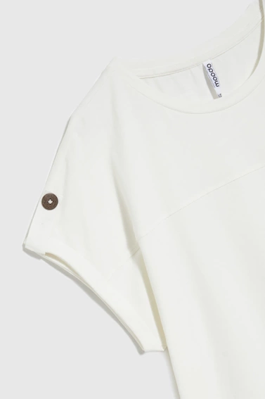 Bluzka z kieszonką i okrągłym dekoltem biała