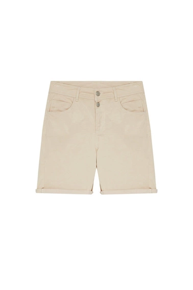 Szorty lyocell o długości do połowy uda beżowe