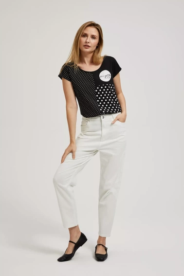 Bluzka ze wzorem kropek i krótkimi rękawami biała
