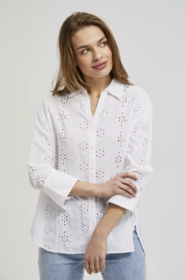 Koszula oversize z rękawami 3/4 biała