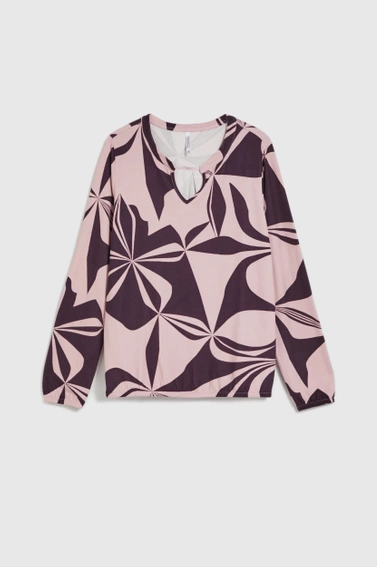 Sweter z geometrycznym wzorem różowy 