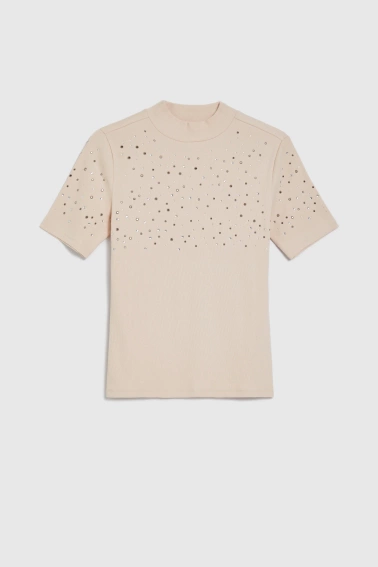 Bluzka z dżetami beżowa