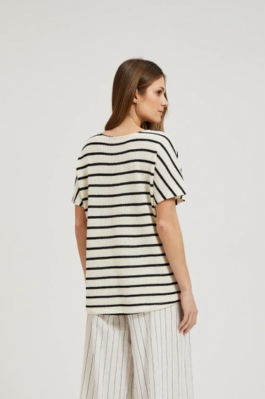 Bluzka w paski beżowa