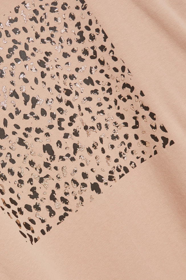 Bluza z nadrukiem i długimi rękawami beżowa