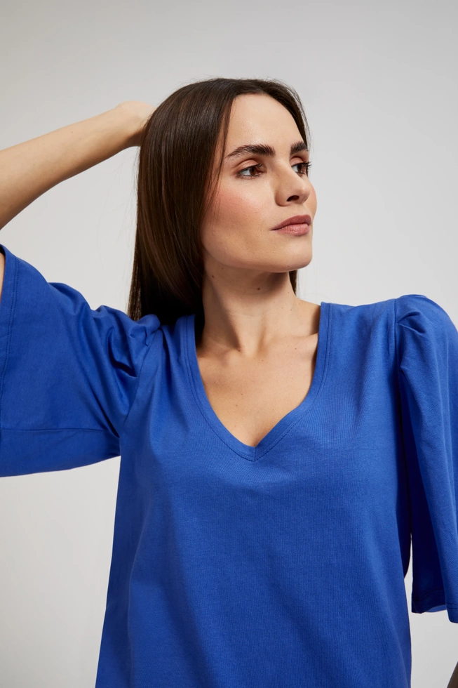 Bluzka z szerokimi rękawami niebieska