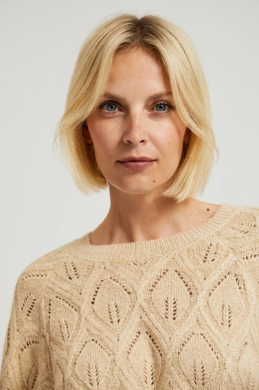 Sweter z długimi rękawami beżowy