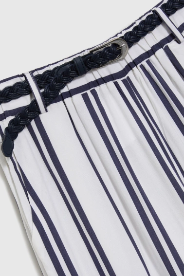 Wiskozowe spodnie w paski białe