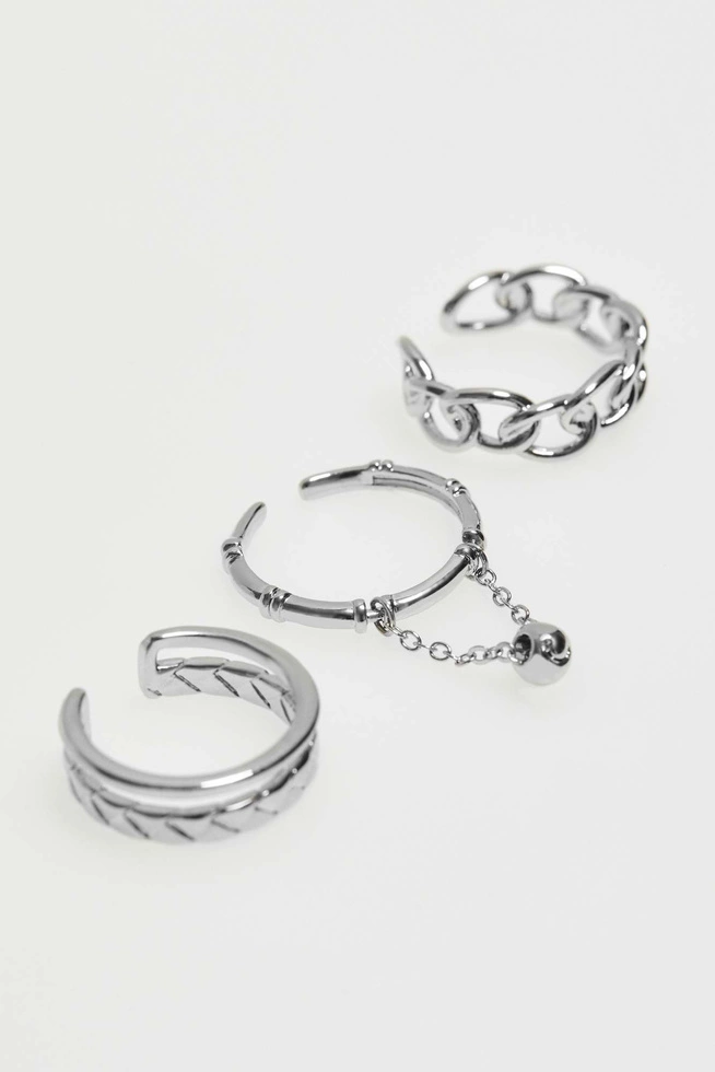 Pierścionki w kolorze srebrnym - zestaw 6 sztuk