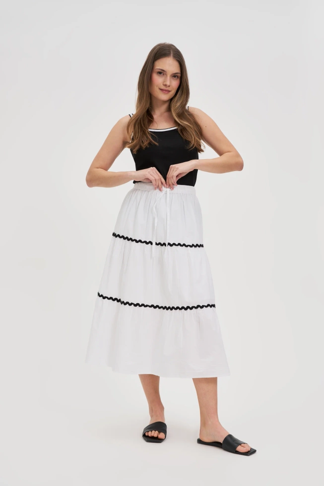 Bawełniana spódnica midi biała