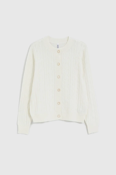 Sweter z ozdobnym splotem ecru