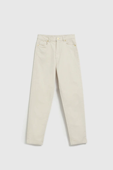 Jeansy mom fit bężowe