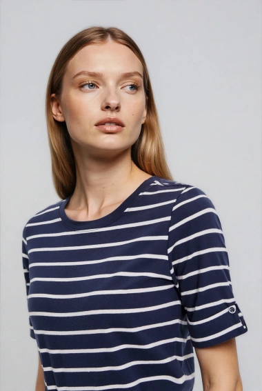 Bawełniana bluzka w paski granatowa