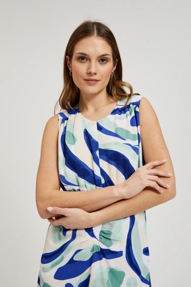 Wzorzysta sukienka midi miętowa