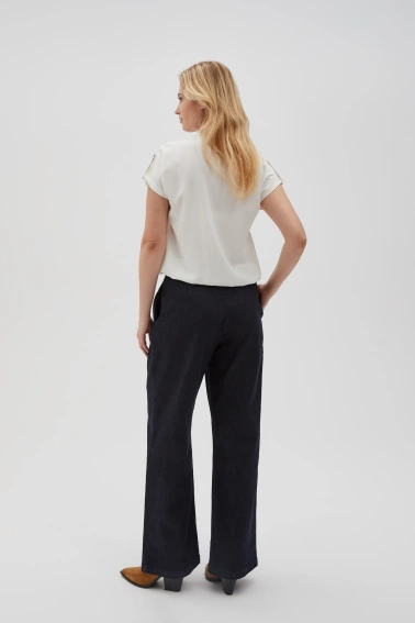 Jeansy z szerokimi nogawkami granatowe