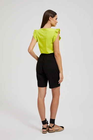 Gładkie lniane szorty czarne