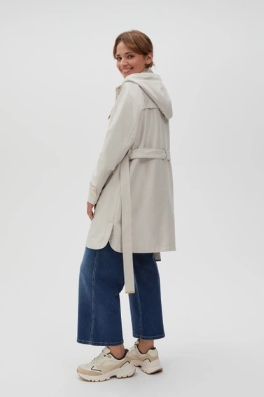 Parka z kapturem beżowa
