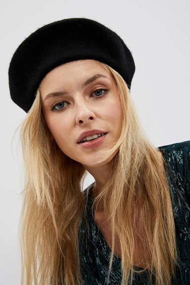 Gładki beret czarny