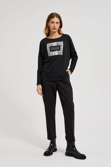 Bluzka z printem w kolorze srebrnym czarna